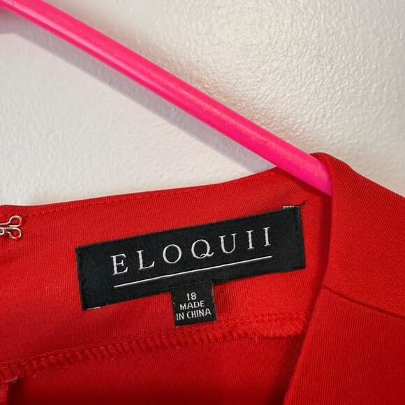 Eloquii Red Bell Sleeve Midi Dress Size 18 Womens Polyester Blend - Picture 5 of 7
